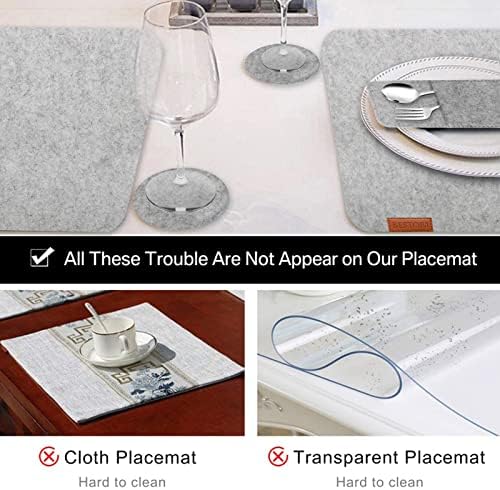 Felt Place Mats Sets of 6, Felt Placemat Coaster Cutlery Bag,Heat