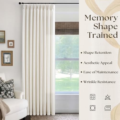 120 Inches Long 60 Inch Width Pleated Curtains Natural Cream 60x120