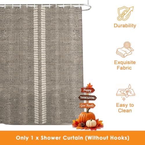 Long Shower Curtains 72" x 84", Farmhouse Grey Brown Washable Shower