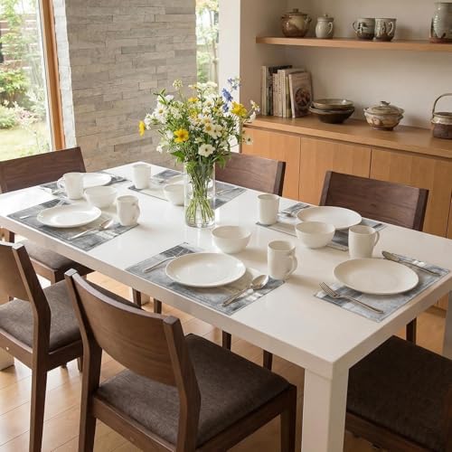 Emvency Farmhouse Placemats Set of 6, 12x18 Inch, Grey Minimalist