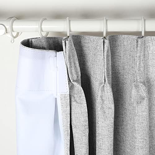 TWOPAGES Grey Linen Pinch Pleated Blackout Curtain, 100W x 84L