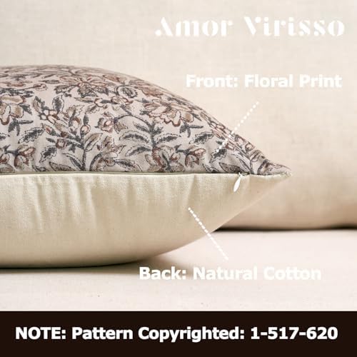 Amor Virisso Floral Throw Pillow Covers 18x18 Set of 2 Couch Pillows