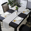 Pure Light Grey Table Runner and Placemats for Dining Tables, Burlap
