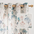MYSKY HOME Floor to Ceiling Linen Floral Curtains 95 Inch Length 2