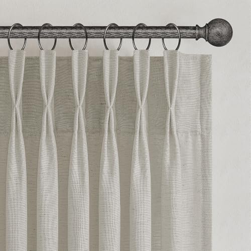 Topfinel Light Grey Pinch Pleated Linen Curtains 105 Inch Length 2