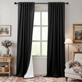Black Linen Blackout Curtains 120 Inches Long 2 Panels Burg for Living