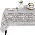 Ridhi Taupe Hand Block Print Rectangle Tablecloth 108x70 Inch