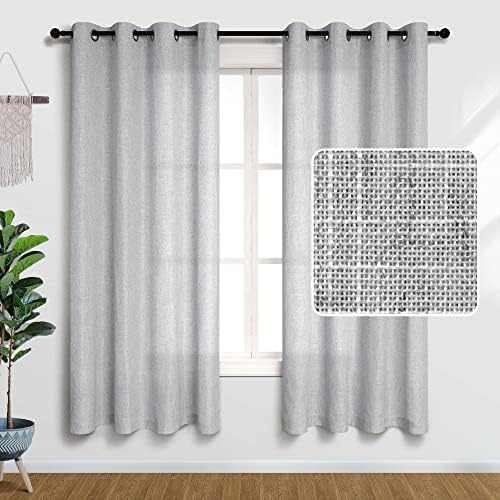 Pitalk 2 Panel Set 63 Inch Curtains for Bedroom Grommet Flax Faux