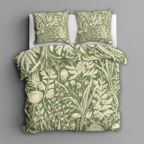 Fern Botanical Duvet Cover King Size, Soft Microfiber