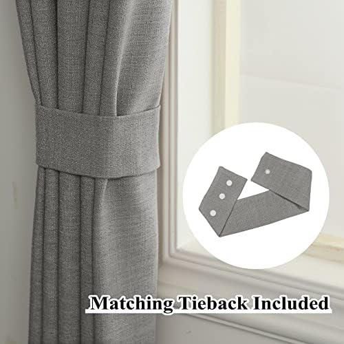 Fcosie 50" W x 63" L Linen Textured Curtains Room Darkening Drapes