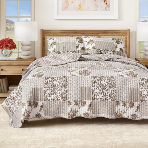 Great Bay Home Floral Quilt Set - 3-Piece King/California King Size