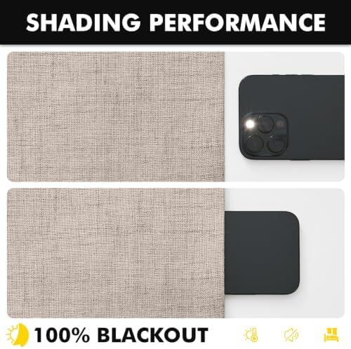 MIULEE 100% Blackout Linen Curtains for Bedroom 42 x 108 Inch Beige 2