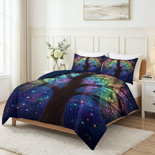 King Duvet Cover Set Soft Microfiber Fantasy Glowing Tree