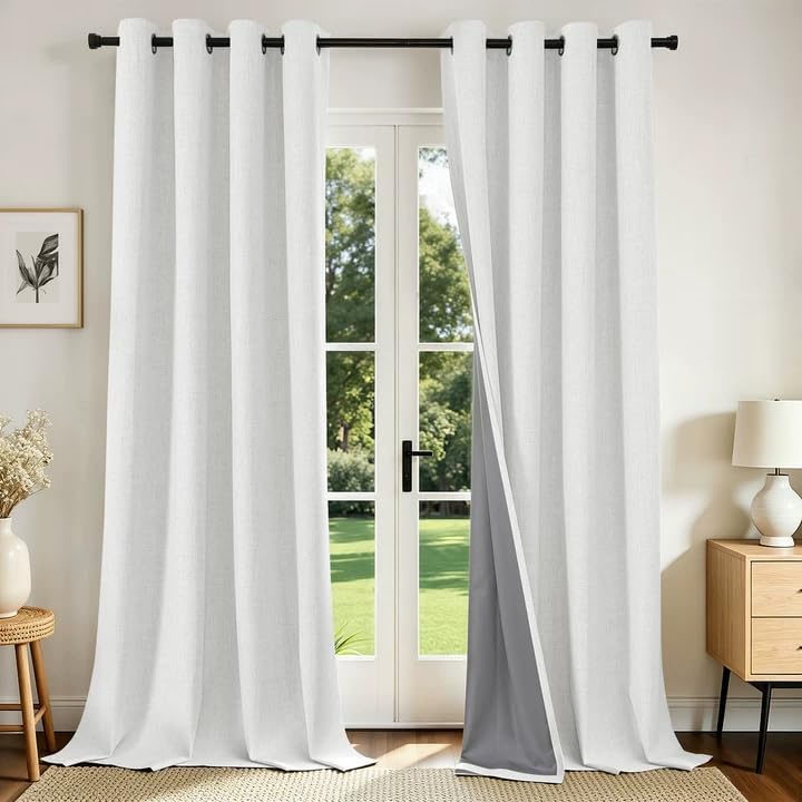 Joydeco Ivory Blackout Curtains 108 Inches Long, Light Blocking