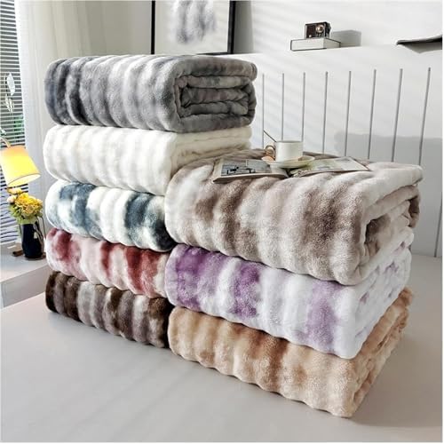 Soft Luxury Faux Fur Bubble Blanket, Thick Warm Cozy Throw Blanket for
