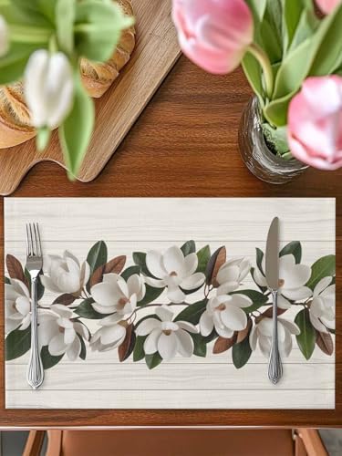 Botanical Flowers Placemats for Dining Table Set of 4, Farmhouse