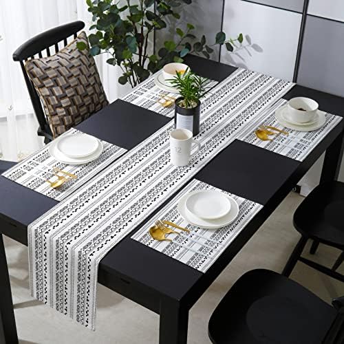 Bohomia Table Mats Set of 4 With Table Runner 90 Inches Long,Cotton