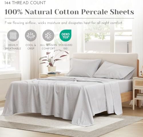 Comfort Spaces 100% Cotton Percale Sheets Full Size 4 Piece, Diamond