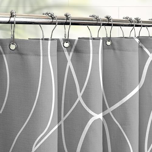 Tititex Morden 140gms Faux Linen Fabric Bath Shower Curtain Set