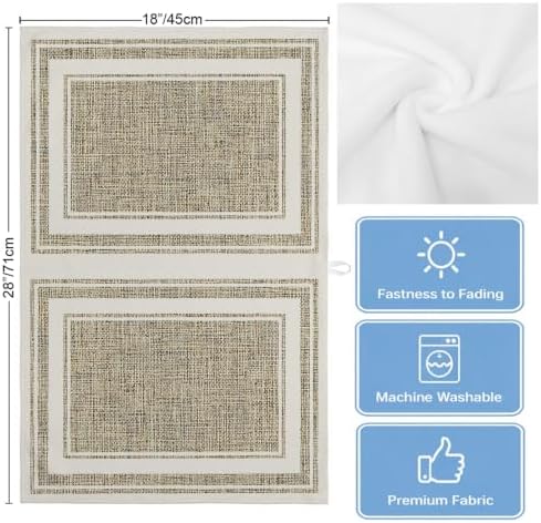 Beige Rustic Kitchen Towels Set of 3, Water Absorbent Dish Towel