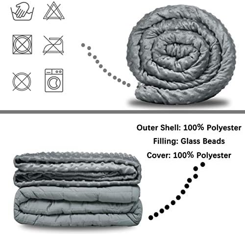 Weighted Blanket with 100% Cotton Cover, Breathable Comforter Heavy