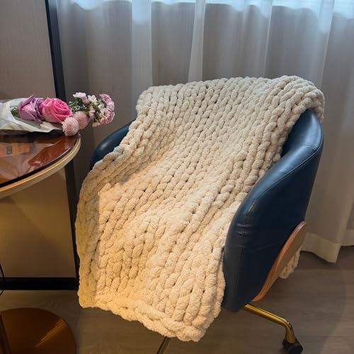 Soft Chunky Knit Throw Blanket for Couch, Cozy Warm Knitted Blankets