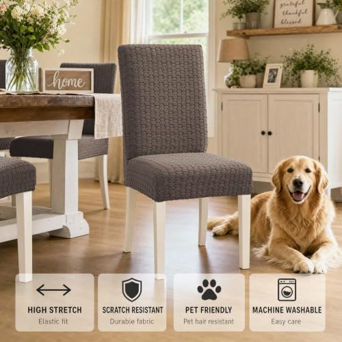 Dining Chair Covers Set of 6,Stretch Chair Covers for Dining Chair