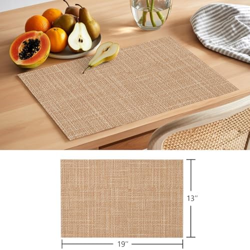 Round Placemats Set of 8 Minimalist Sandy Beige Place Mats Nature