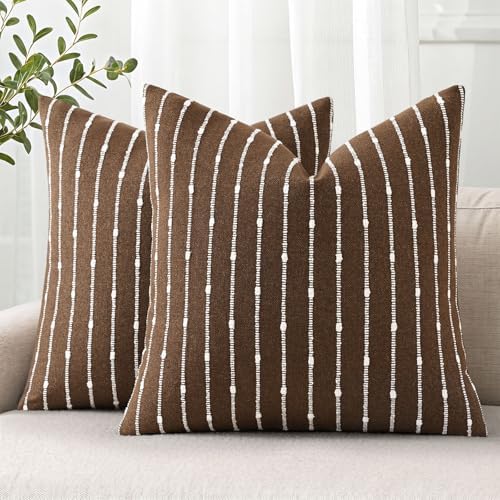 decorUhome Striped Decorative Throw Pillow Covers 22x22 Set of 2