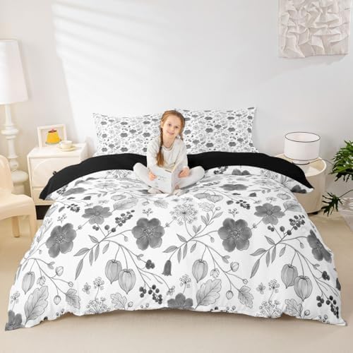 Erosebridal Boho Flower King Duvet Cover Minimalist Plant Comforter