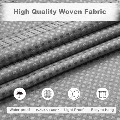 Gray Shower Curtain for Bathroom, Waterproof Boho Waffle Shower