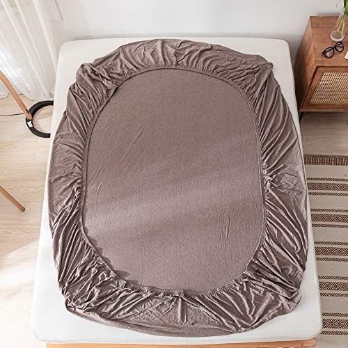 DONEUS King Fitted Sheet Fits Up to 15" Deep Pocket, Solid Brown