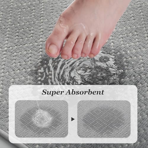AMOAMI Thin Bath Mat, Super Absorbent Bath Mats for Bathroom, Quick