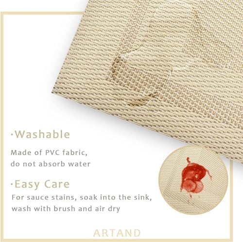 DACHUI Placemats Set of 4, Linen Look Woven, Washable Place Mats