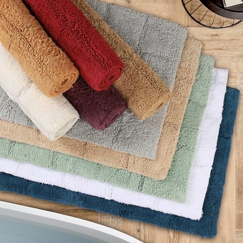 SUPERIOR Cotton Washable Bath Rug with Runner Bundle Set, 3 Piece