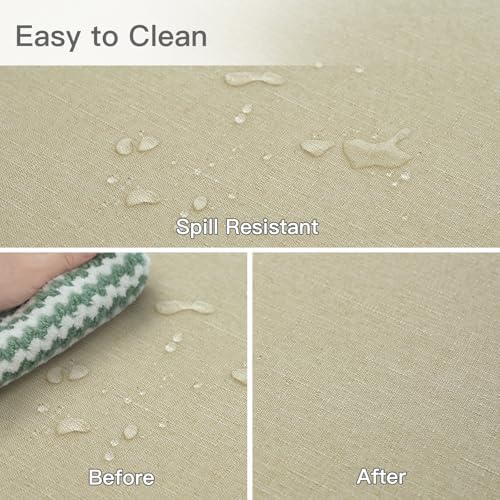 maxmill Linen Textured Rectangular Tablecloth Water Resistant Wrinkle