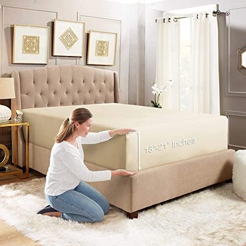 18"- 21" Extra Deep Pocket Fitted Sheet for High Mattress - Hotel
