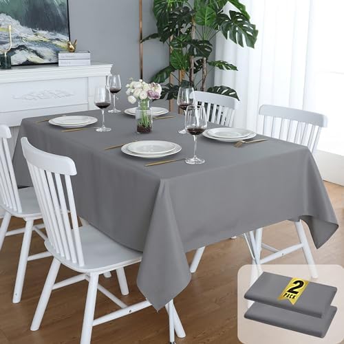 FOLINS&HOME 2 Pack Grey Rectangle Tablecloth, 60 x 120 Inch Table