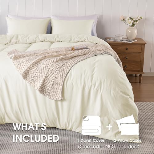 ROSE&RISY Linen Grey King Duvet Cover Set, 3 Pieces Soft Bedding Set