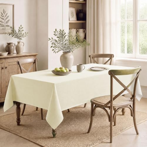 Veblandy Rectangle Tablecloth 60x84 inch Linen Textured Waterproof