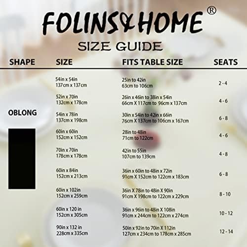 FOLINS&HOME Cream Rectangle Tablecloth 60 x 102 Inch Waterproof Table