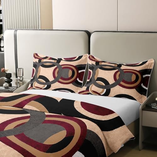 jejeloiu Modern Brown Grey Duvet Cover 100% Cotton King Size Geometric