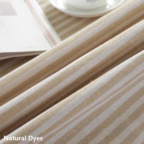 TruDelve Cloth Tablecloth Rectangular Beige Striped Cotton Table