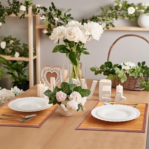 Hushee 8 Pcs Bamboo Placemats Dining Table Mats Washable Heat Place