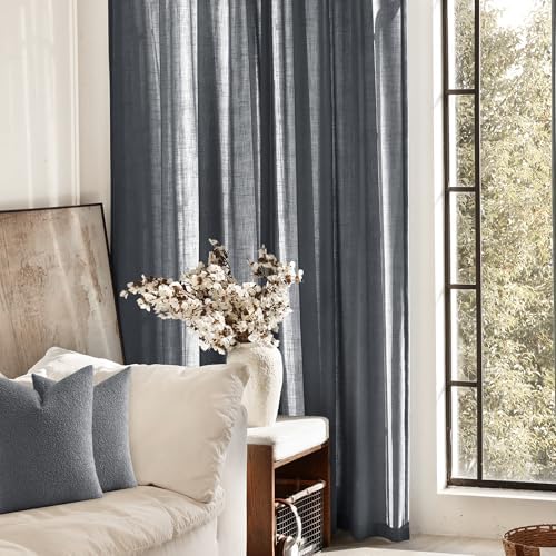 Dark Gray Curtains for Living Room Back Tab Modern Farmhouse Semi