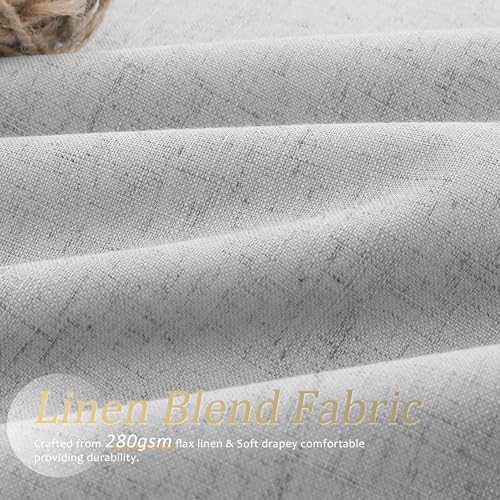 Jowels Grey Linen Grommet Blackout Curtains 63 Inches Long for Bedroom