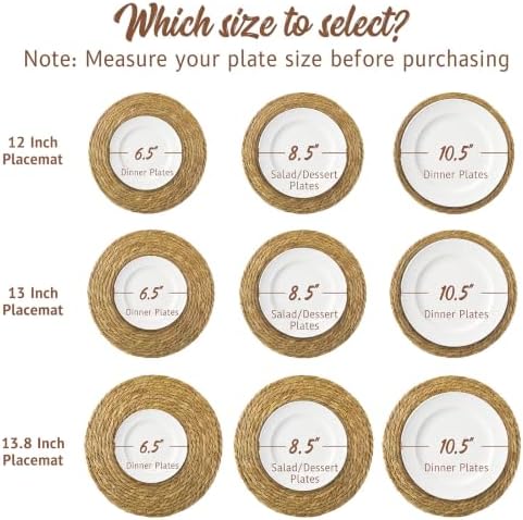 Colingmill 60 Sets 12 Inch Round Woven Placemats Bulk Farmhouse Boho