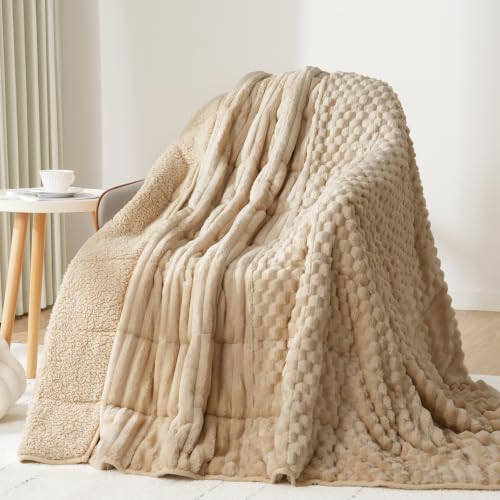 Drewin Weighted Blanket Queen Size for Adults 15lbs,Light Khaki,48" x