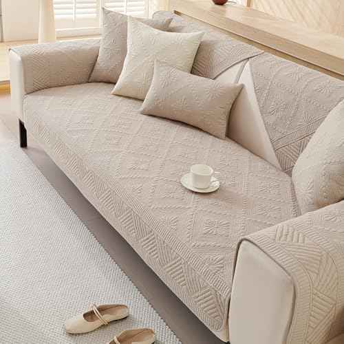 vctops Cotton Quilted Sofa Couch Cover, Coffee, 28"x28"