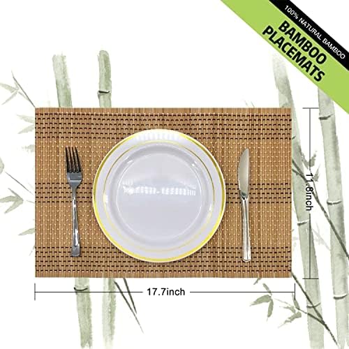 8-Pack 17.7x11.8 Bamboo Placemats, Non-Slip & Heat-Resistant, Brown